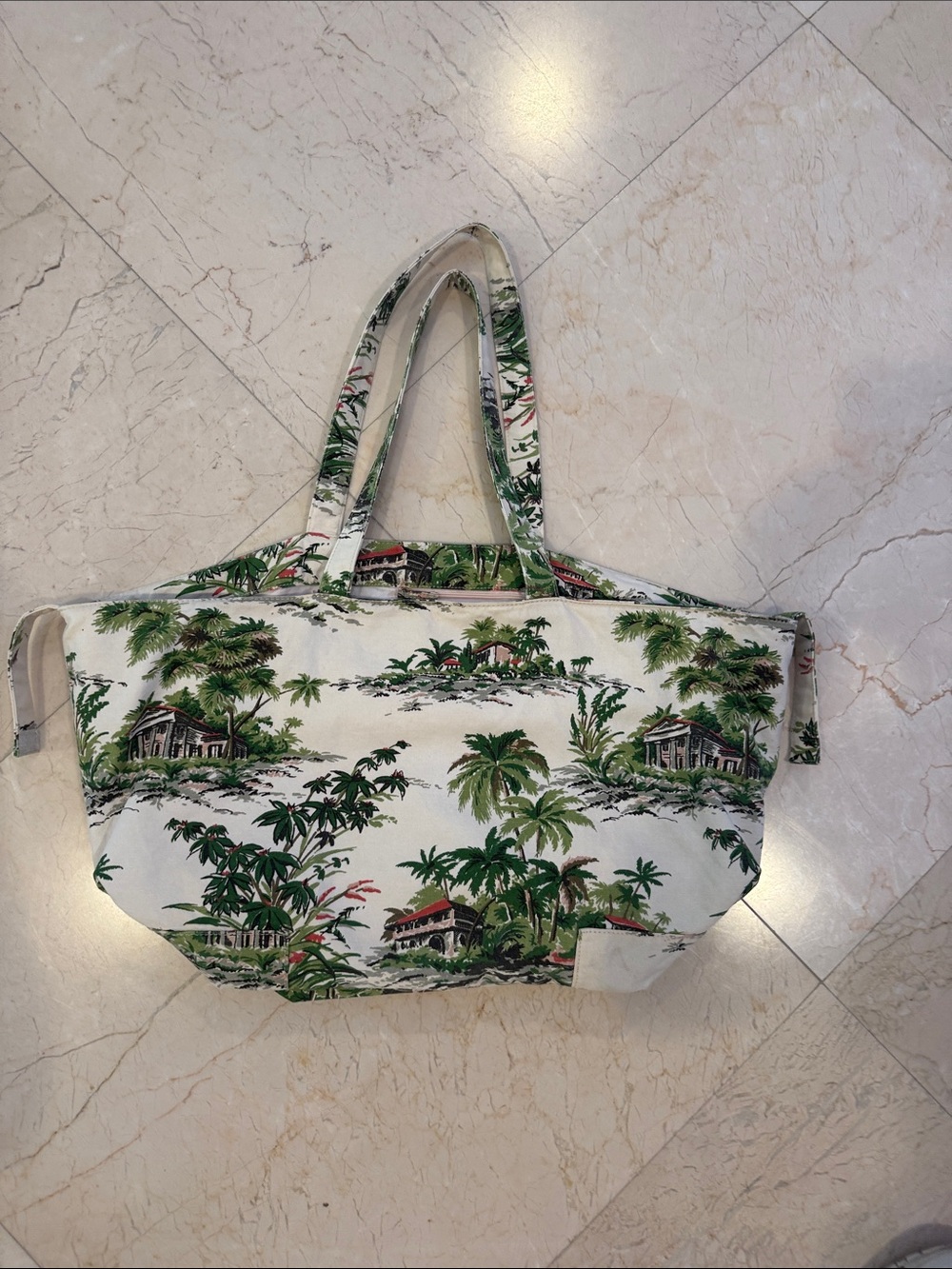 Tommy Bahama Tropical Canvas Tote in Green and White